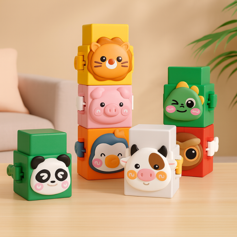 Animal Stacking Blocks with Pop-Out Surprises - main product image