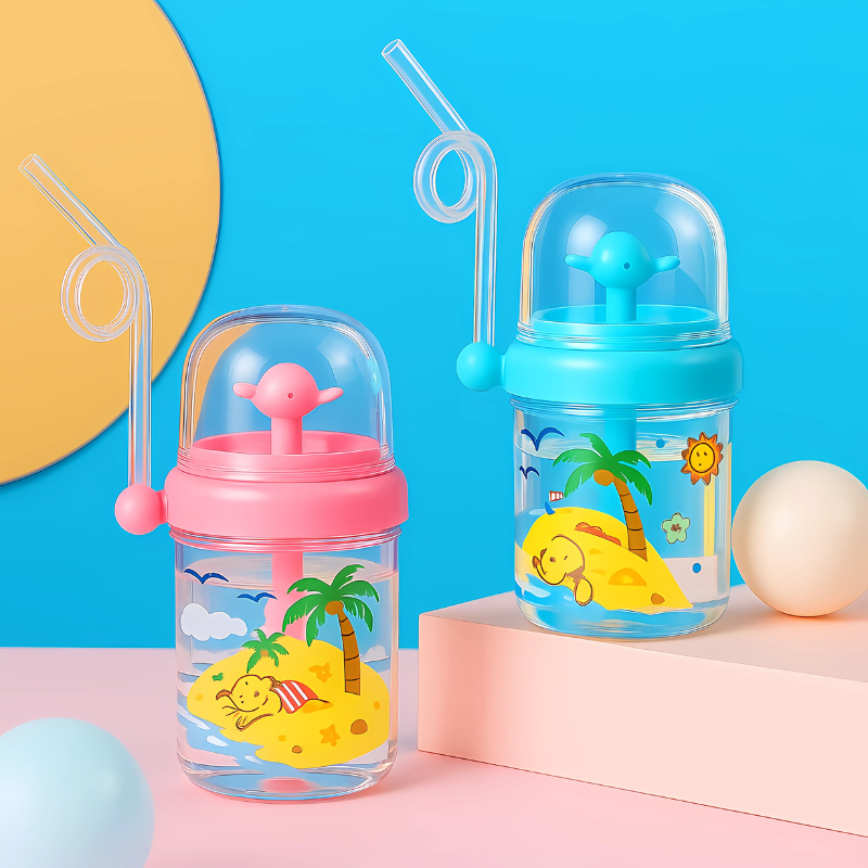 Kids Straw Bottle with Sprayer Fun