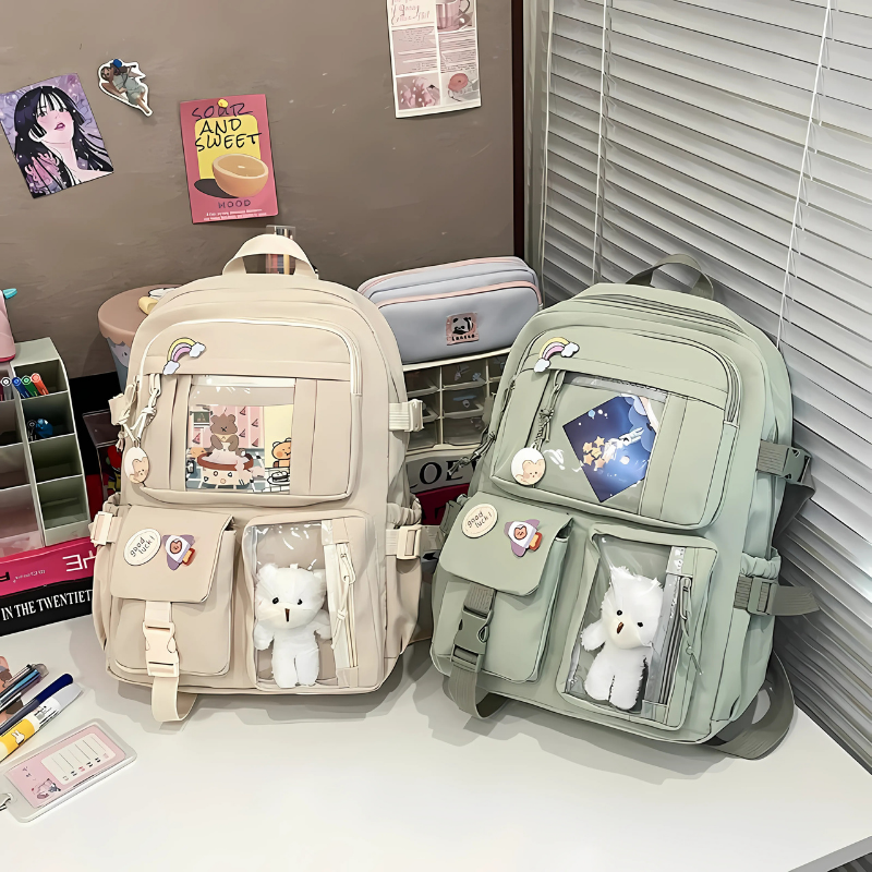 Available Colors: Green with Doll, Off-White with Doll, Pink with