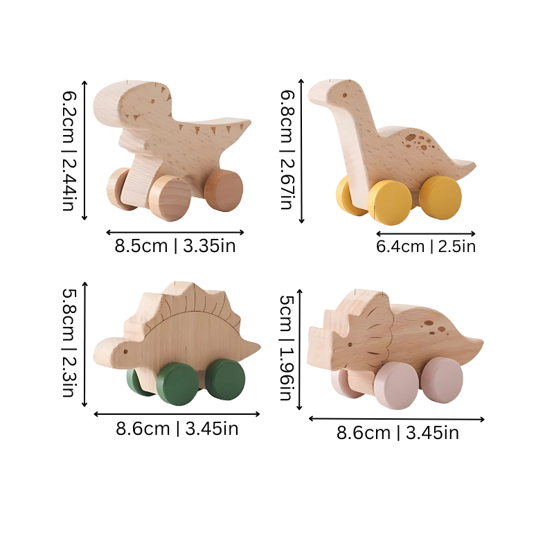 Wooden Dino-Vehicle Play-Set