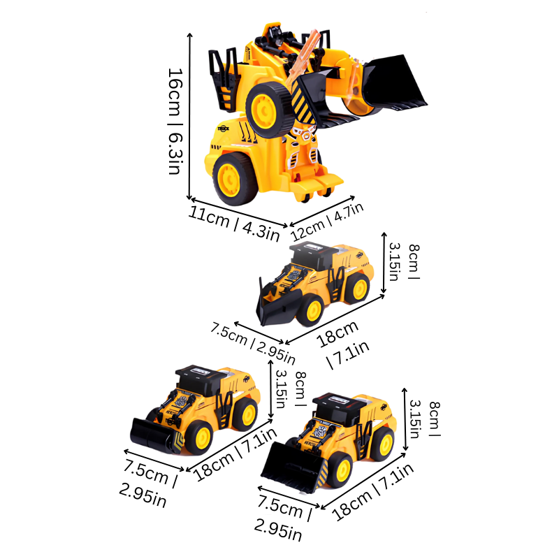 2-in-1 Transforming Construction Vehicle Toy