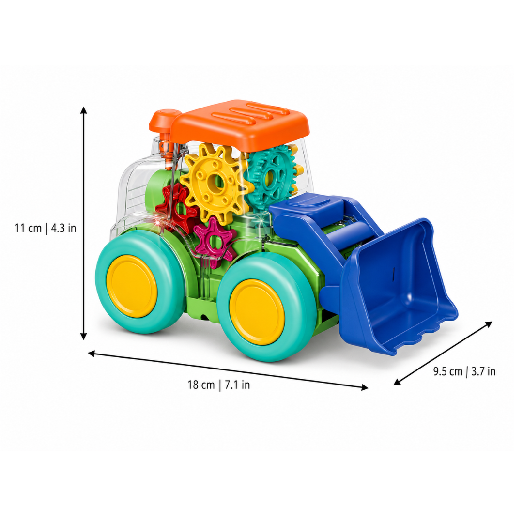 Transparent Gear Construction Truck with Lights and Music Fun
