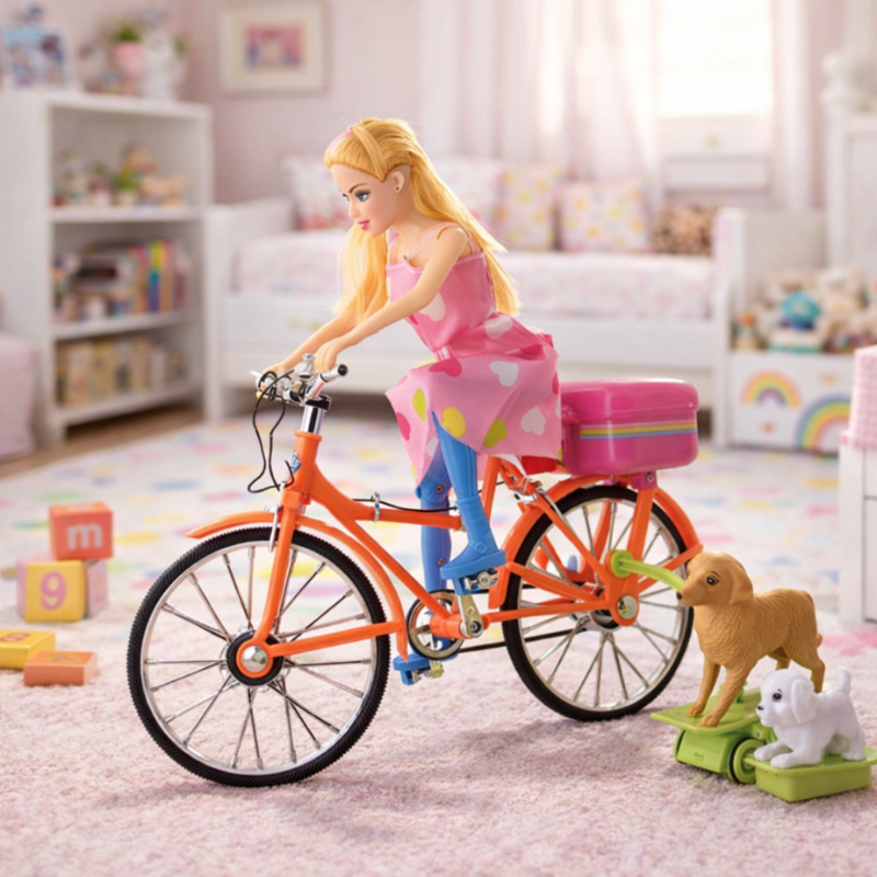 Funny Bike-Riding Doll with Light and Sound Effects - main product image