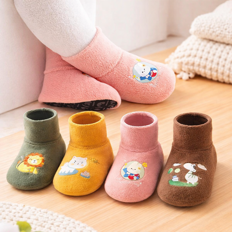 Winter Warm Anti-Slip Plush Baby Socks with Cartoon Style