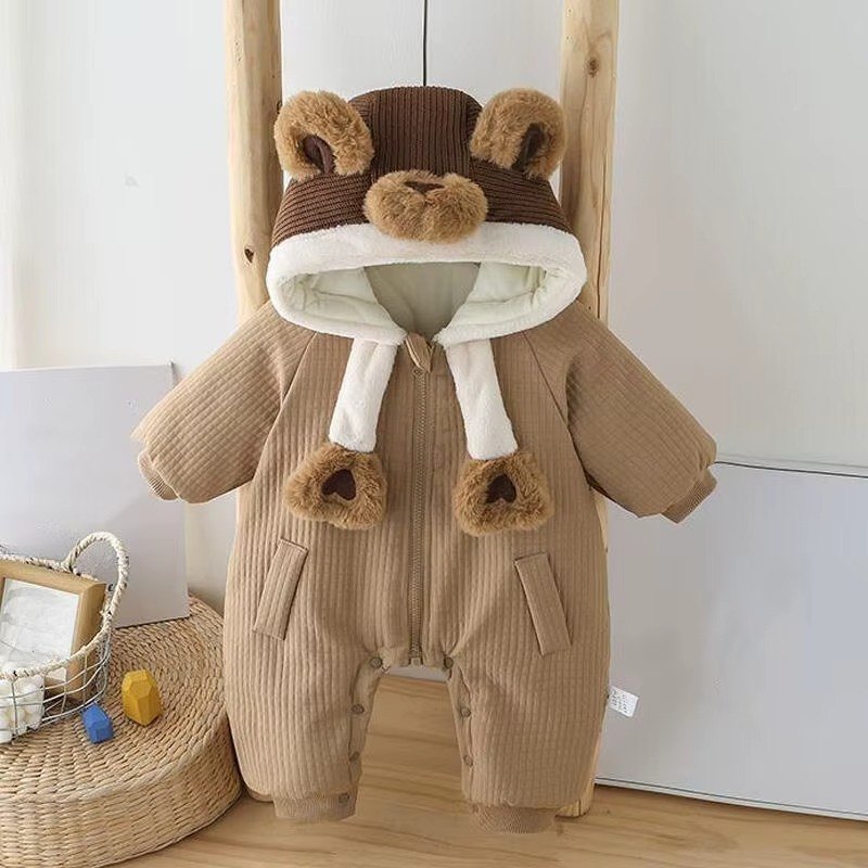 Padded Coat-Style Onesie for Chilly Weather Comfort and Ease - main product image
