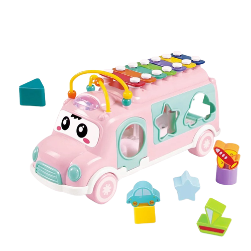 Cartoon Bus Piano Toy for Early Learning Fun