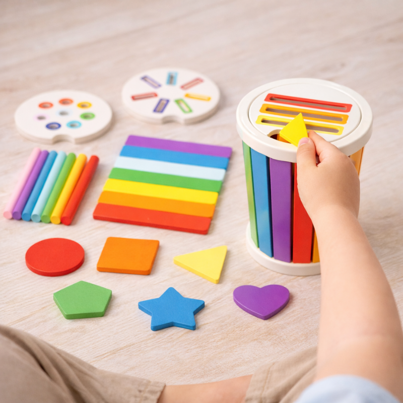 3-in-1 Wooden Montessori Sensory Matching Game for Kids
