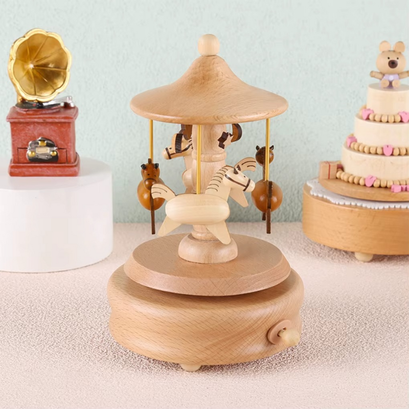 Hand-Crank Rotatable Wooden Music Box Ornament