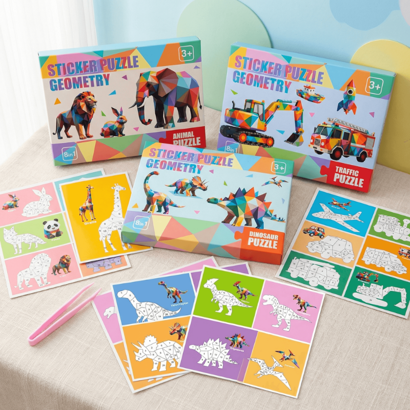 Multicolor Geometric Sticker Puzzle for Creative Kids