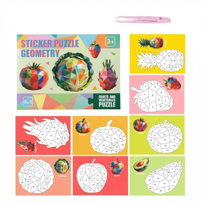 Multicolor Geometric Sticker Puzzle for Creative Kids