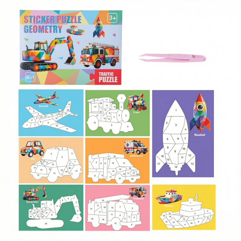Multicolor Geometric Sticker Puzzle for Creative Kids