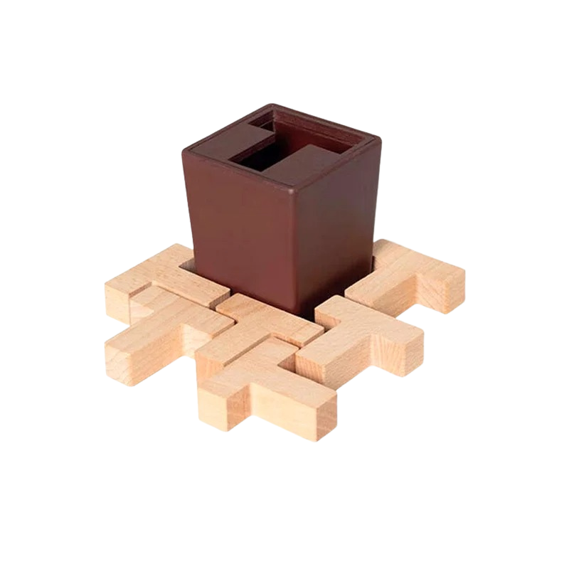 Wooden Logic Puzzle Game with Circle and Square Pieces