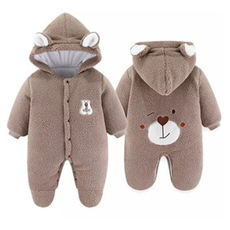 Soft Fleece Hooded Romper for Newborns and Infants