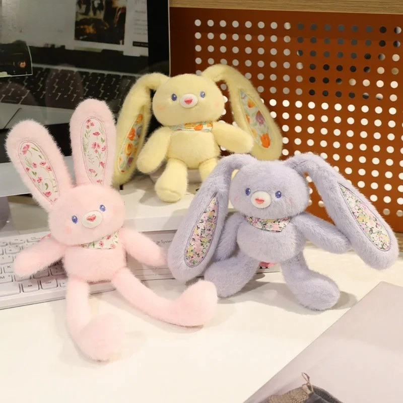 Plush Bag Pendant Keychain with Pull-Up Ears for Stress Relief