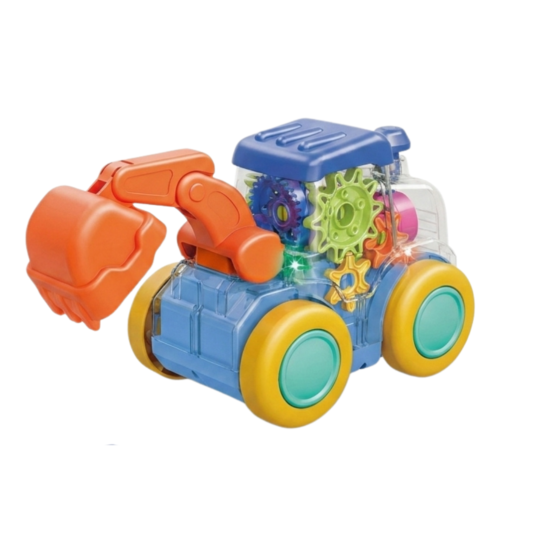 Transparent Gear Construction Truck with Lights and Music Fun