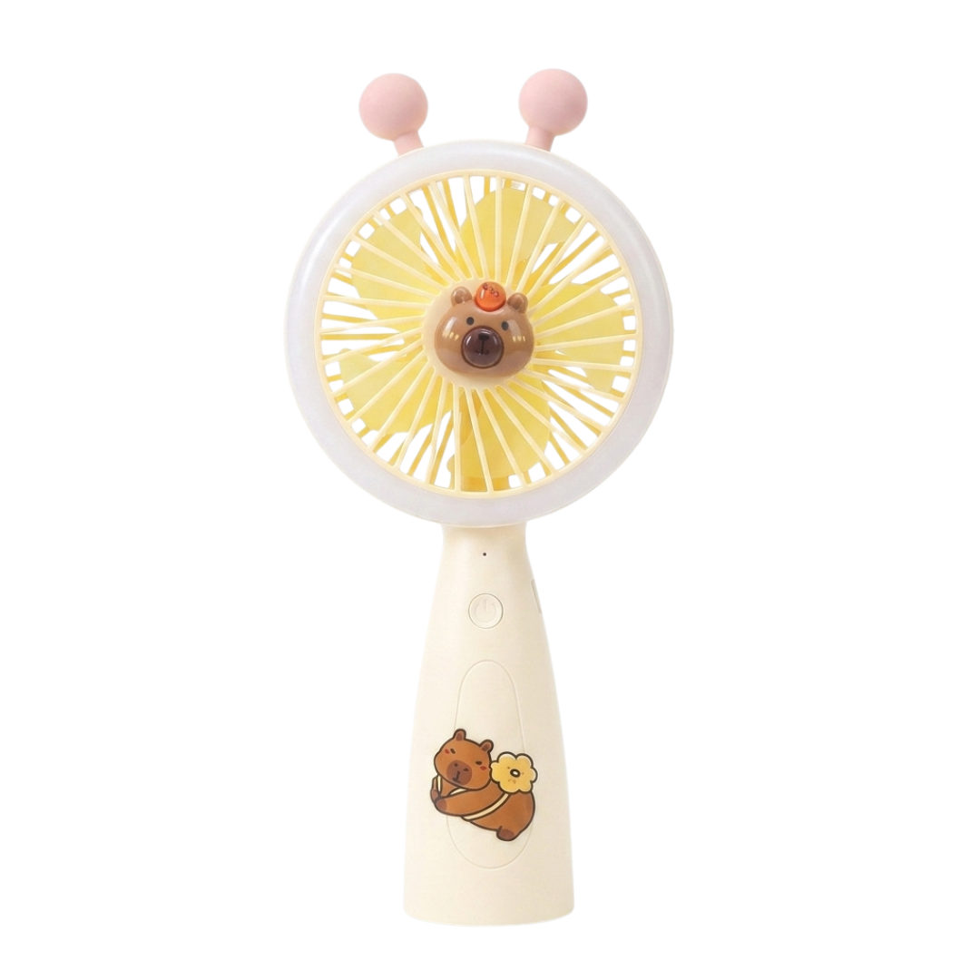 Portable Mini Fan with Soft Light and Cute Desk Charm