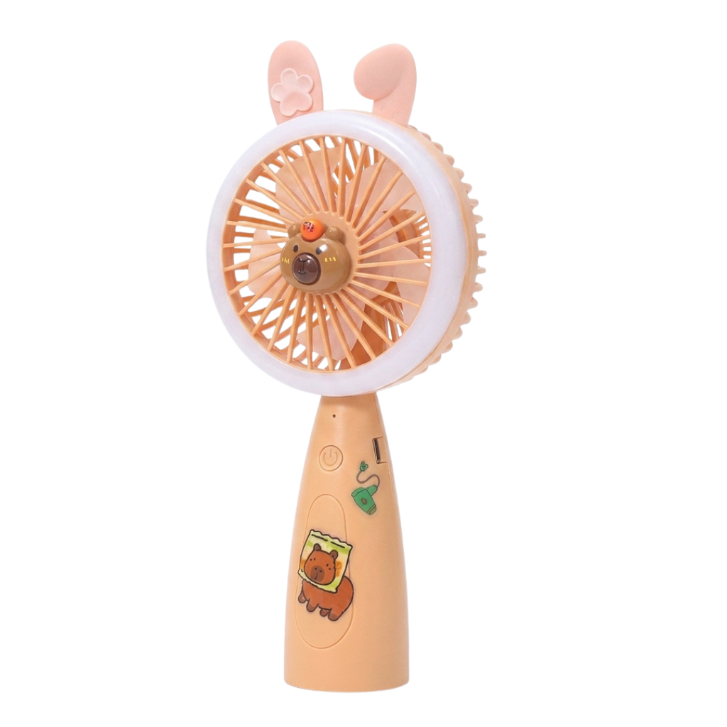 Portable Mini Fan with Soft Light and Cute Desk Charm - main product image