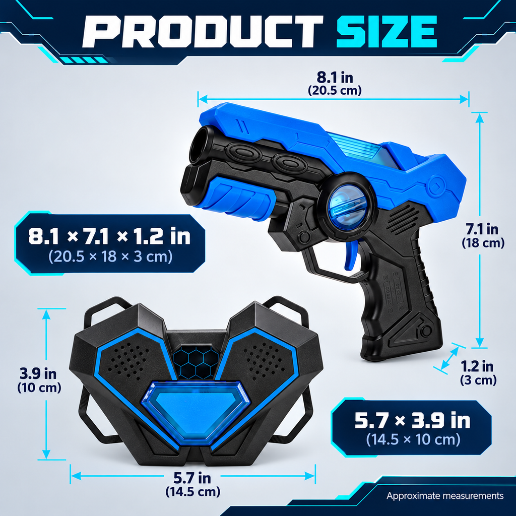 2-Player Infrared Laser Tag Set with 2 Blasters & 2 Wearable Targets
