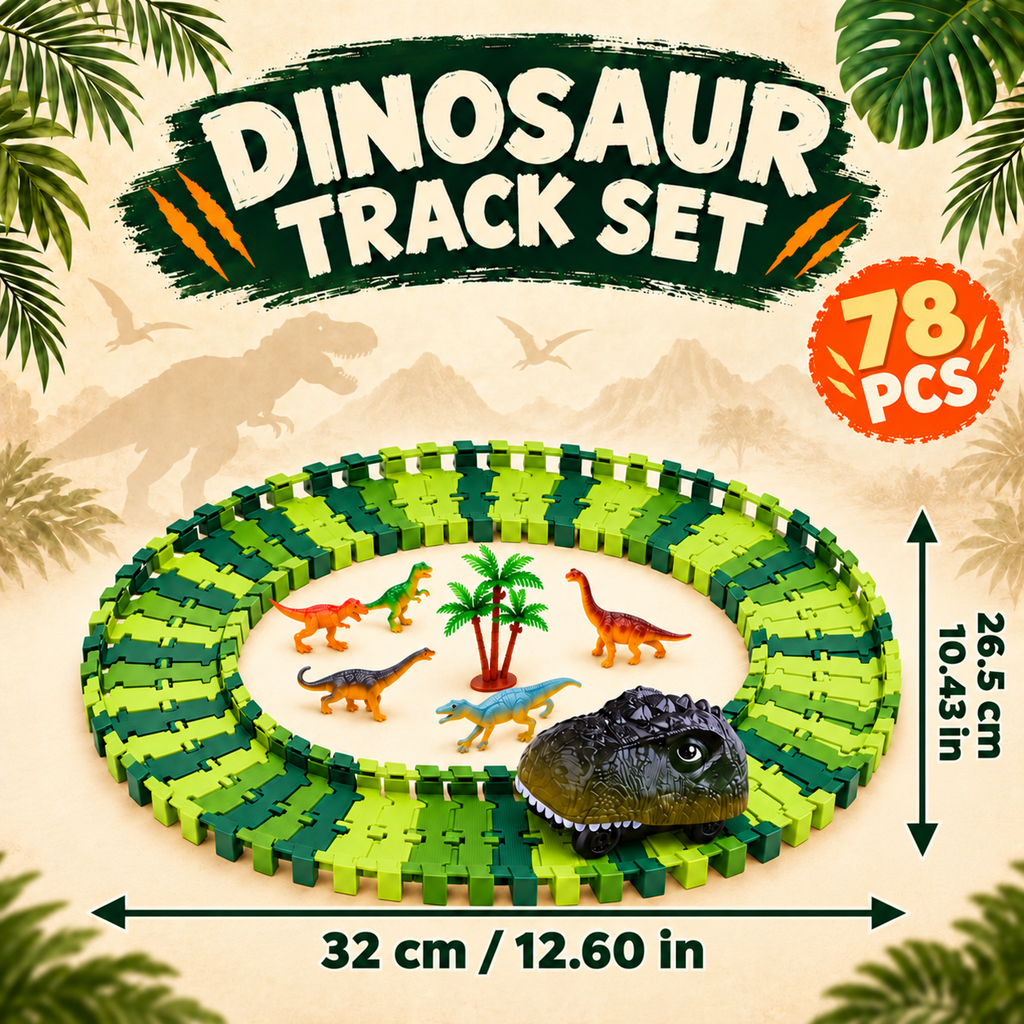 Dinosaur Race Track Set with Motorized Dinosaur Car