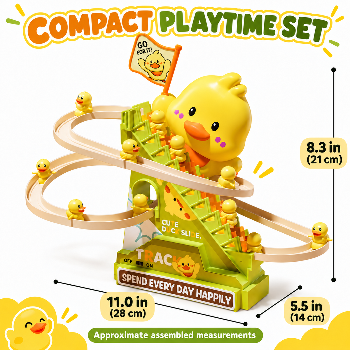 Duck Stair Climbing Toy with Lights & Music – Electric Duck Slide Track