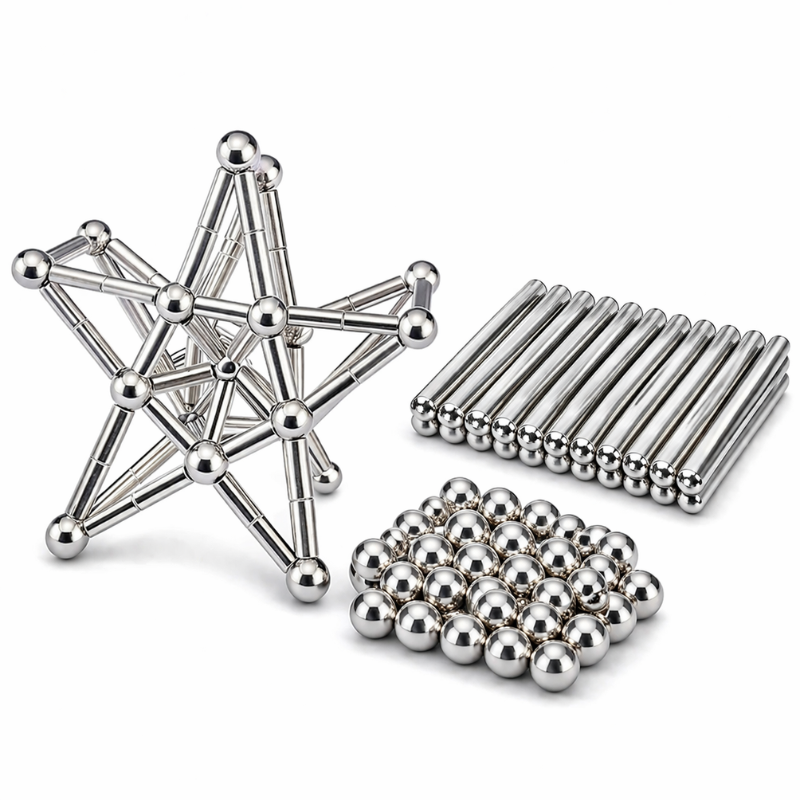 Silver Magnetic Puzzle Set for Focus and Stress Relief - main product image