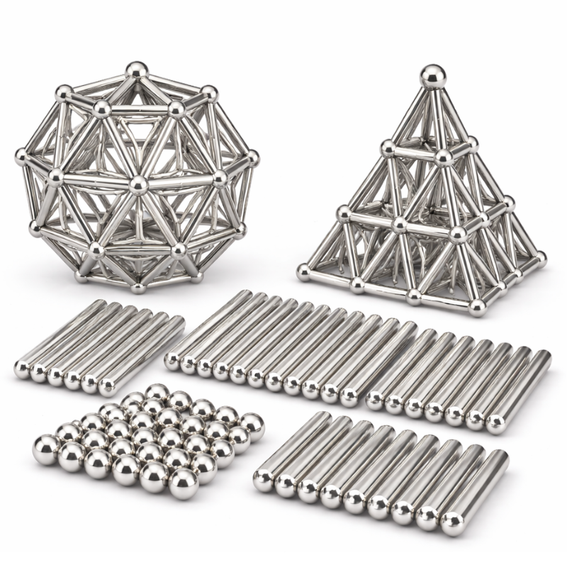 Silver Magnetic Puzzle Set for Focus and Stress Relief