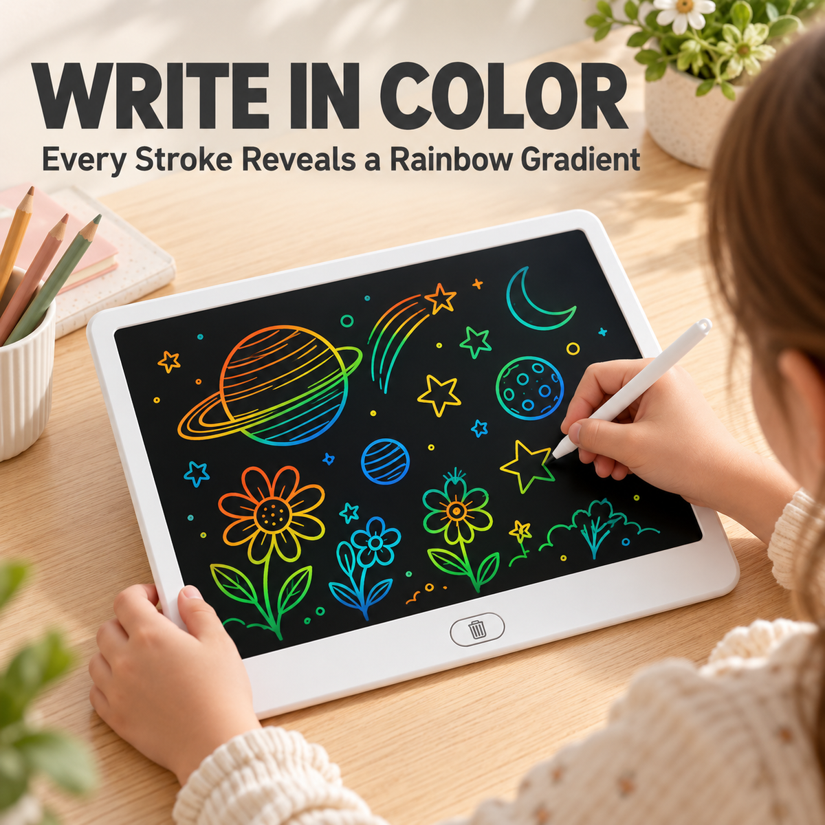 Rechargeable LCD Writing Tablet – Colorful Doodle & Drawing Board for Kids