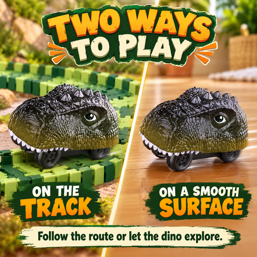 Dinosaur Race Track Set with Motorized Dinosaur Car