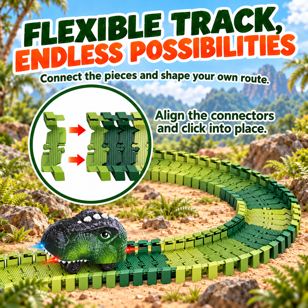 Dinosaur Track Toy Set with Flexible Tracks