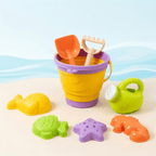 Summer Sand Toy Kit with Foldable Bucket and Fun Molds