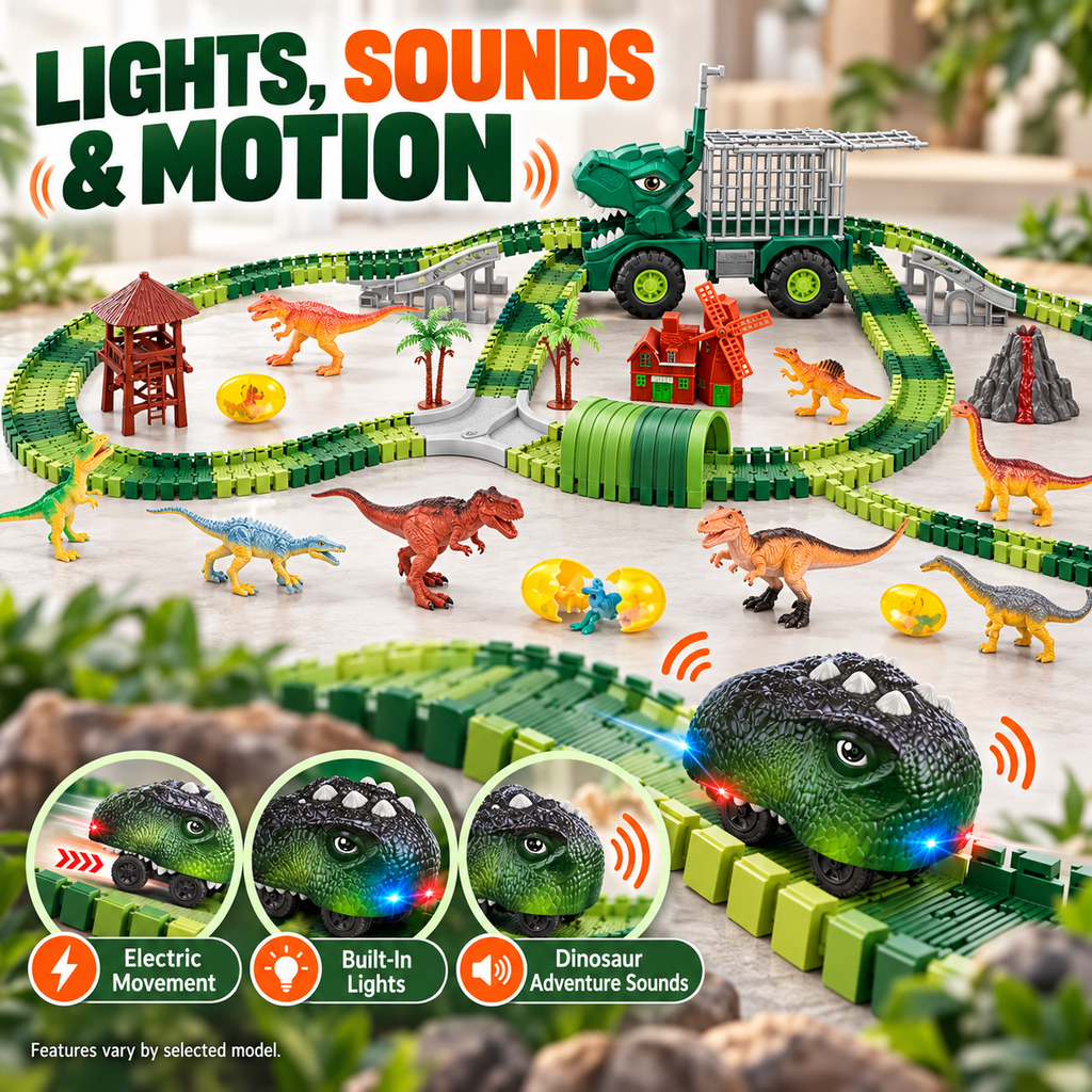 Dinosaur Track Toy Set with Flexible Tracks