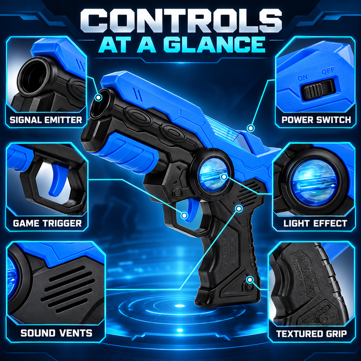 2-Player Infrared Laser Tag Set with 2 Blasters & 2 Wearable Targets