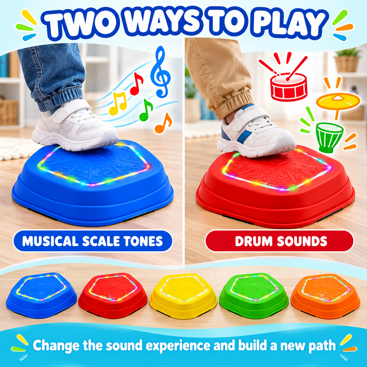 Light-Up Musical Stepping Stones for Kids