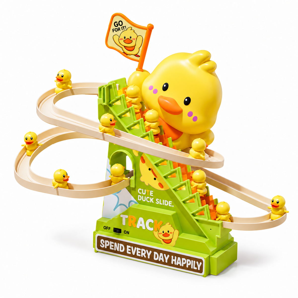 Duck Stair Climbing Toy with Lights & Music – Electric Duck Slide Track