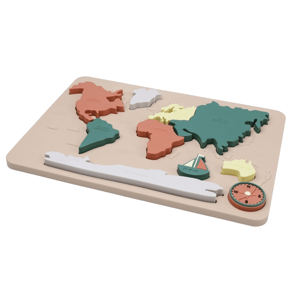 Soft Silicone World Map Puzzle for Early Learning Play