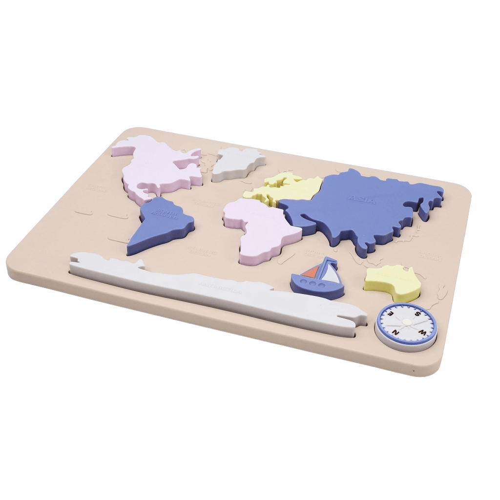 Soft Silicone World Map Puzzle for Early Learning Play