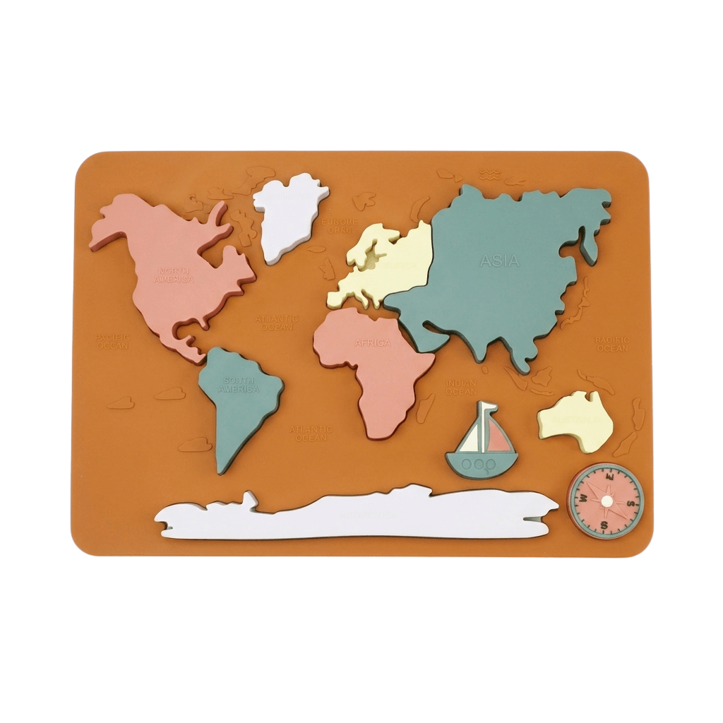 Soft Silicone World Map Puzzle for Early Learning Play