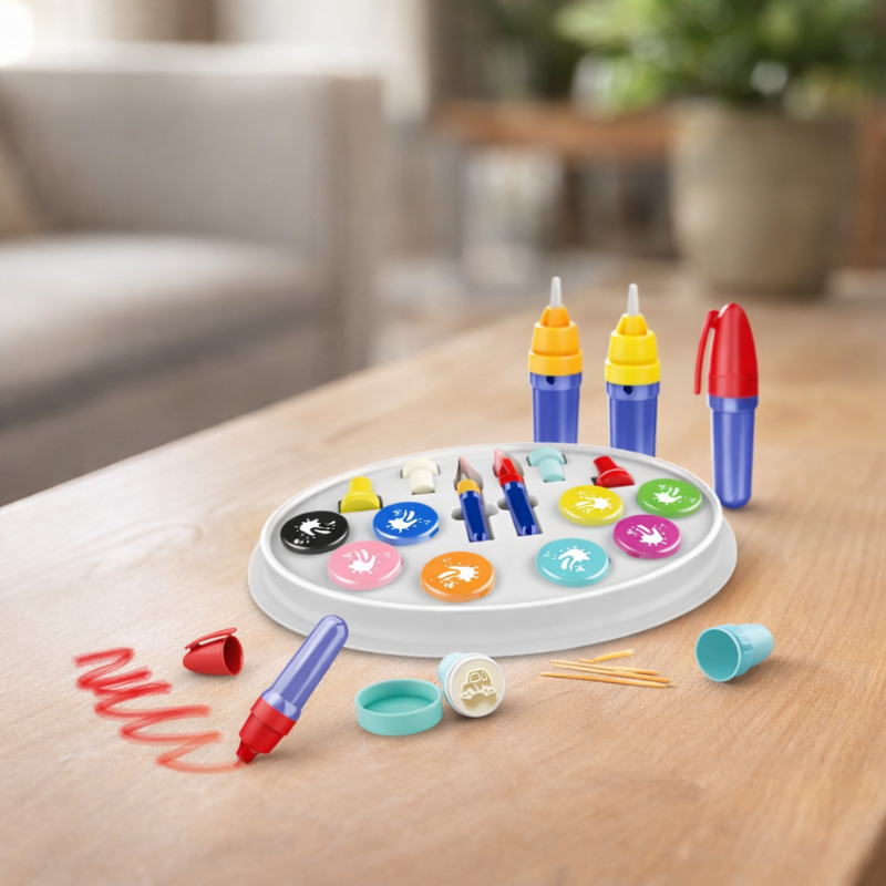 Mess-Free LED Drawing Set with Stamps and Coloring Pages - main product image
