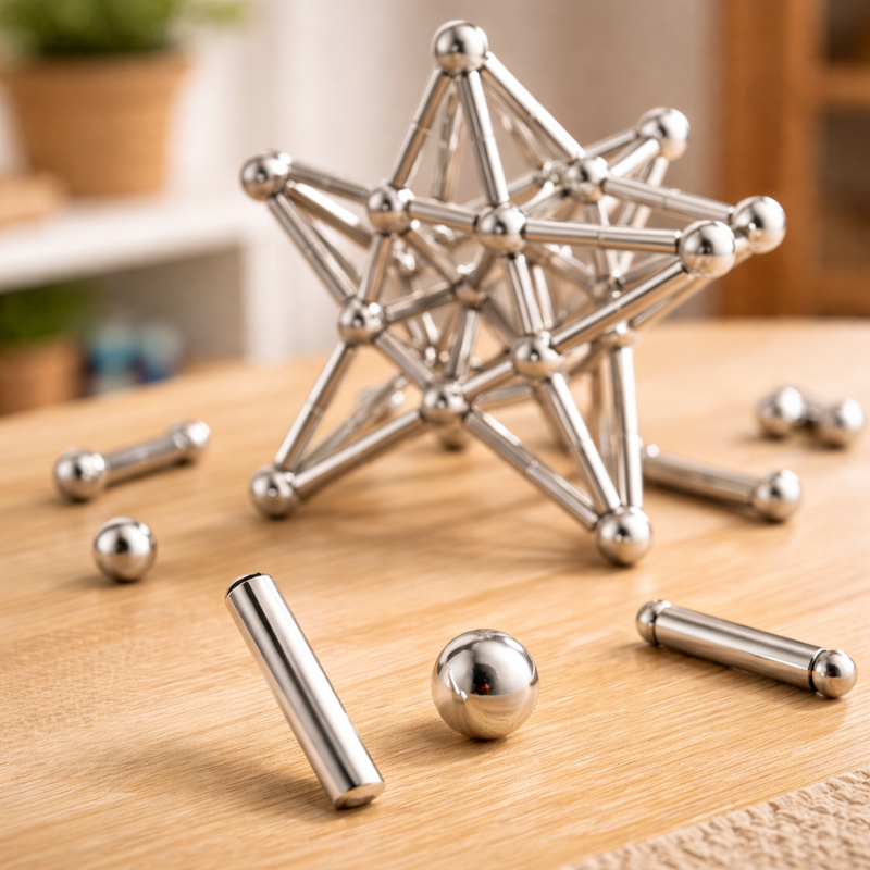 Silver Magnetic Puzzle Set for Focus and Stress Relief