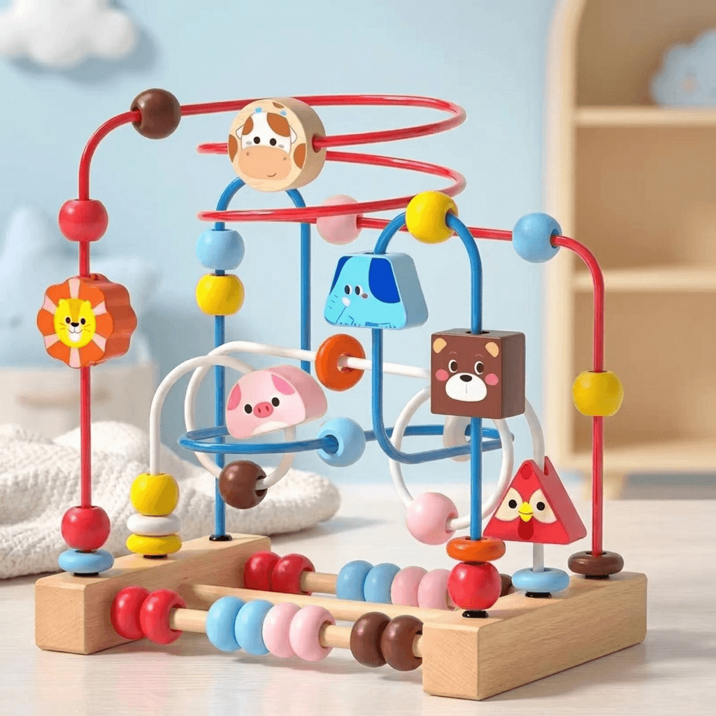 Wooden Bead Maze Toy for Toddler Learning and Fine Motor Skills - main product image
