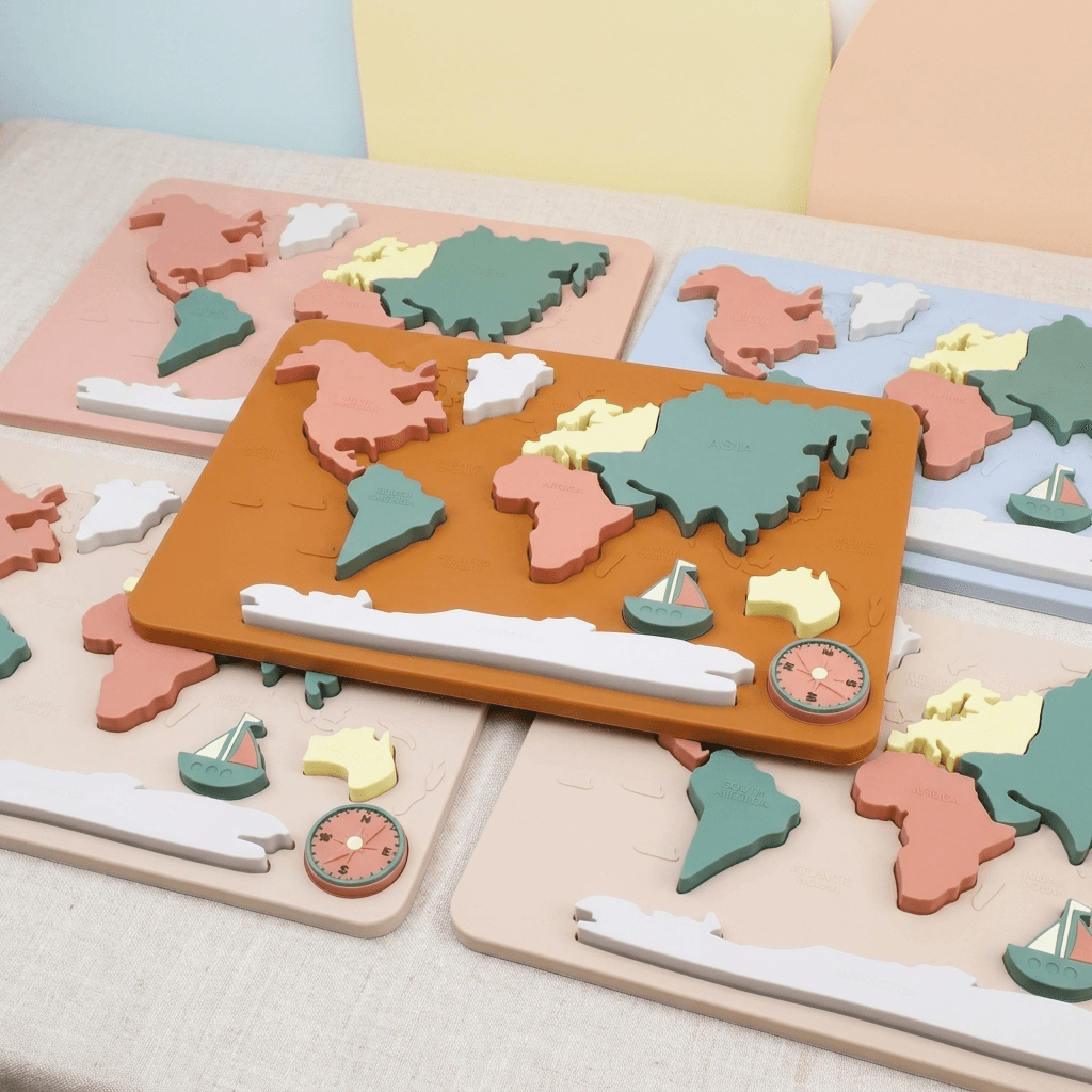 Soft Silicone World Map Puzzle for Early Learning Play