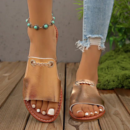 Women's soft leather slip-on sandals