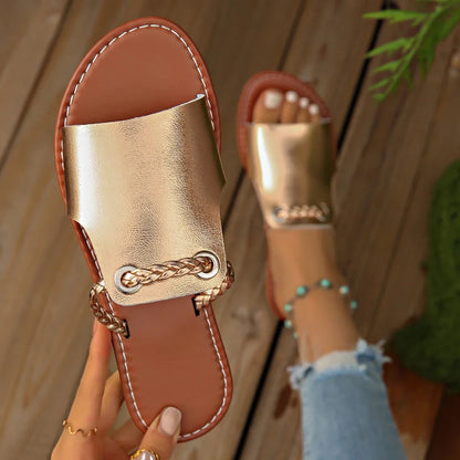 Women's soft leather slip-on sandals