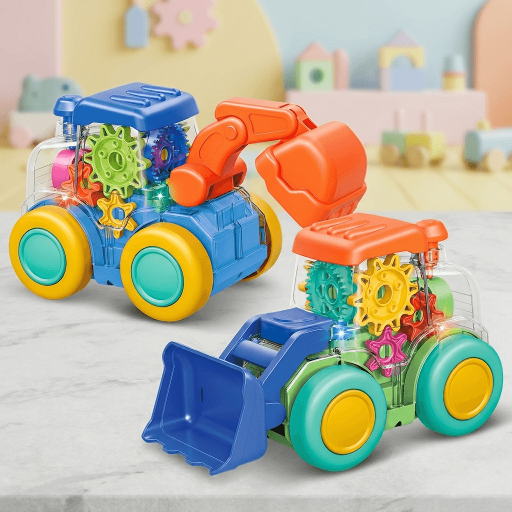 Transparent Gear Construction Truck with Lights and Music Fun