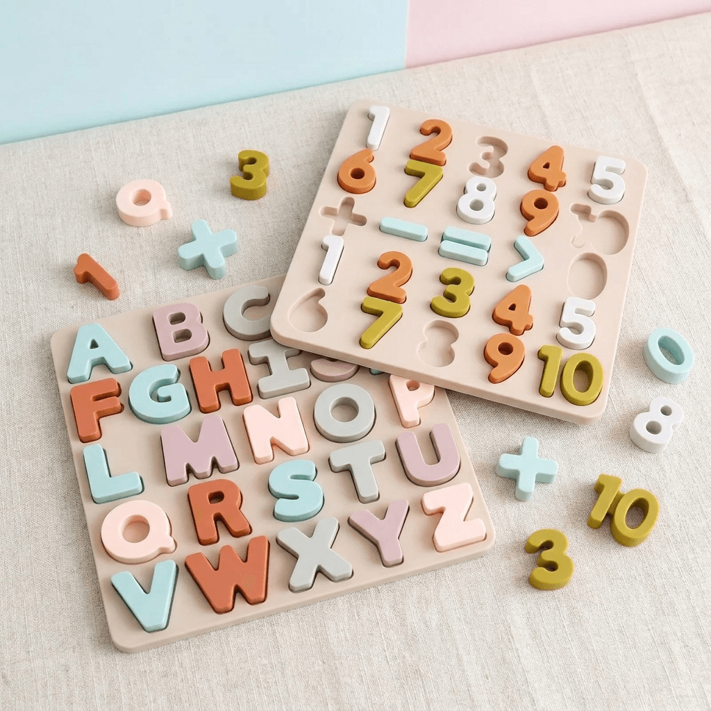 Silicone Number Puzzle Board for Early Counting and Shape Play