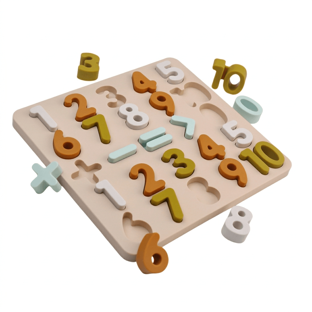 Silicone Number Puzzle Board for Early Counting and Shape Play - main product image