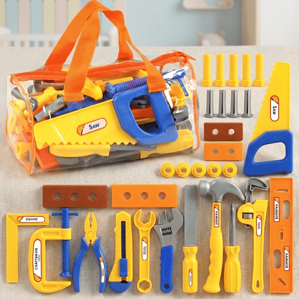Kids Construction Tool Kit with Carry Bag for Imaginative Play