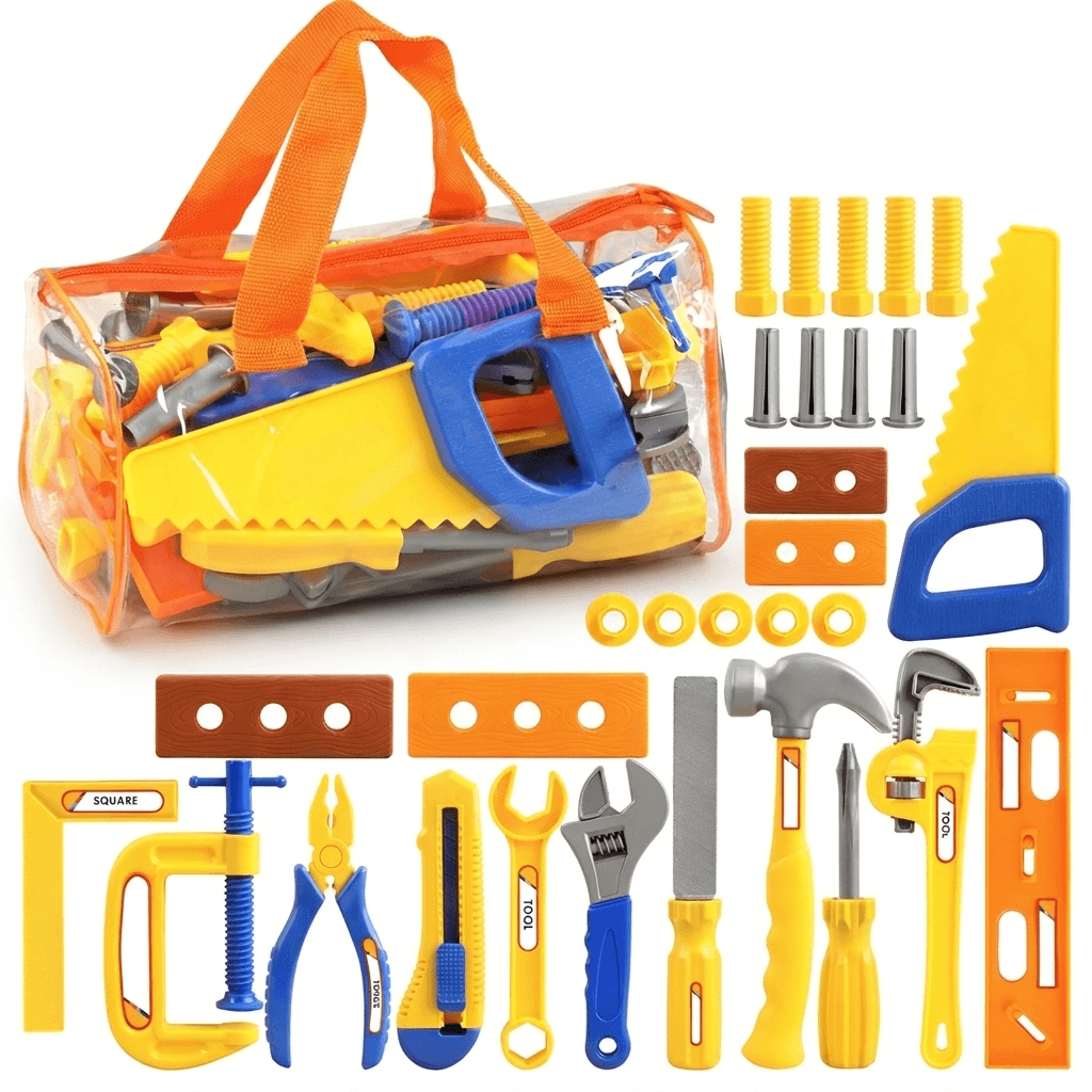 Kids Construction Tool Kit with Carry Bag for Imaginative Play