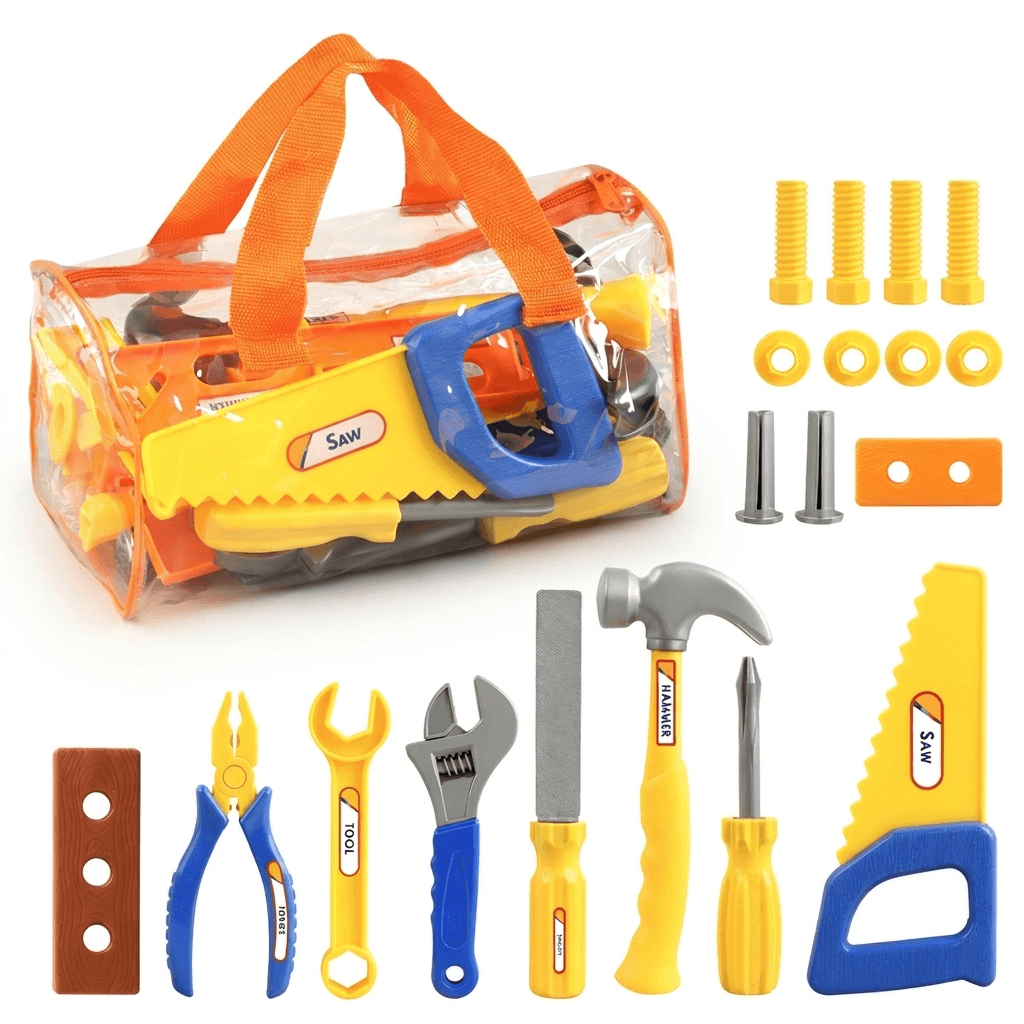 Kids Construction Tool Kit with Carry Bag for Imaginative Play