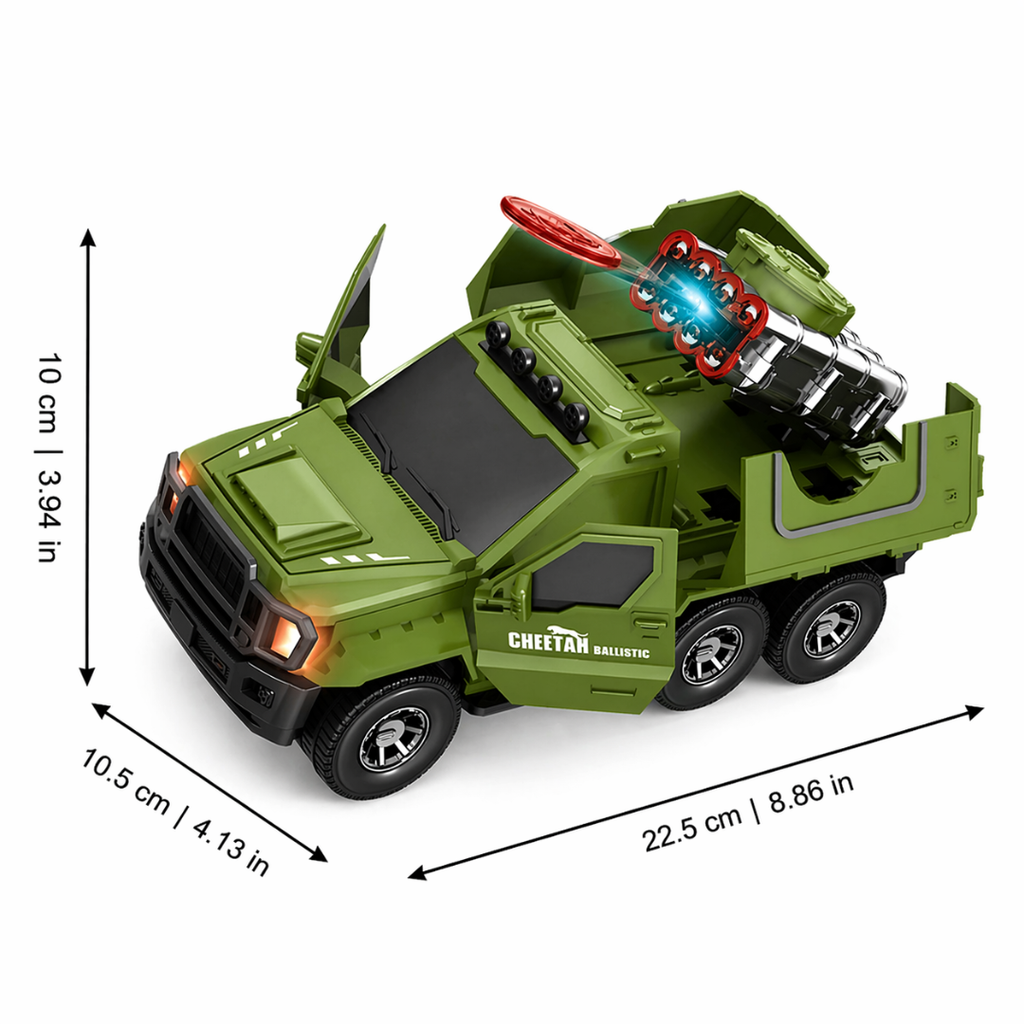 Military Toy Truck with Lights, Music, and Action Play
